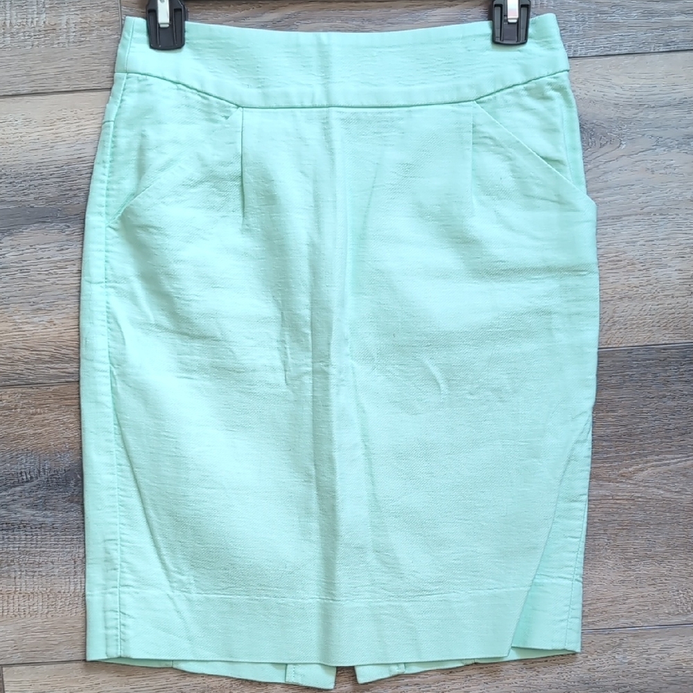 J. Crew Light Green Pencil Skirt